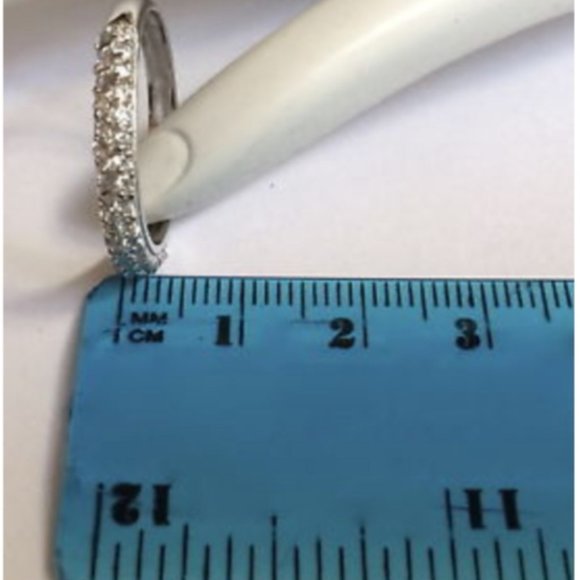 Sterling Silver Cubic Zirconia Anniversary Ring Band Size 9 - Picture 6 of 7